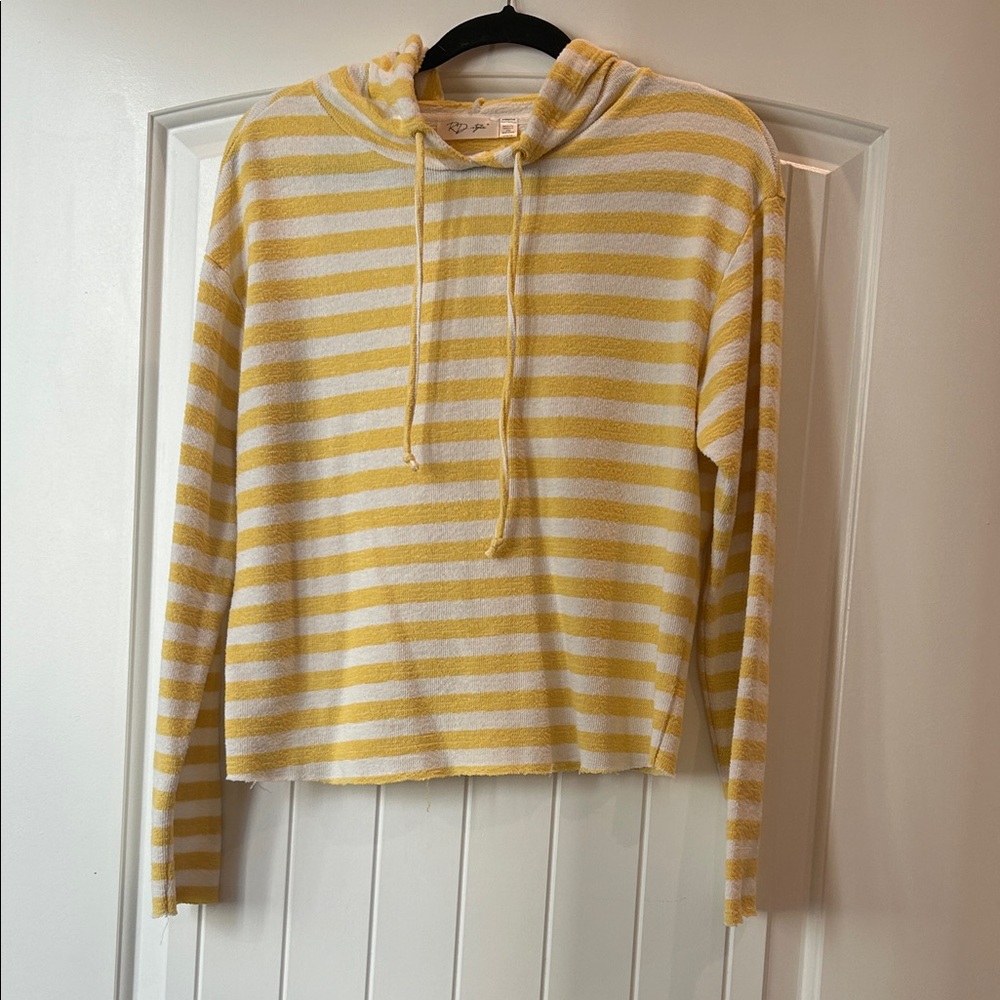 RD Style Yellow and White Knit Hoodie